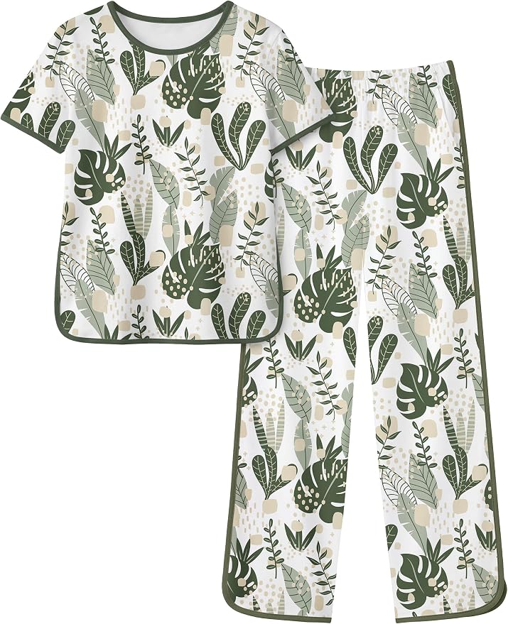 #Color_  Short Sleeves tropical Plants