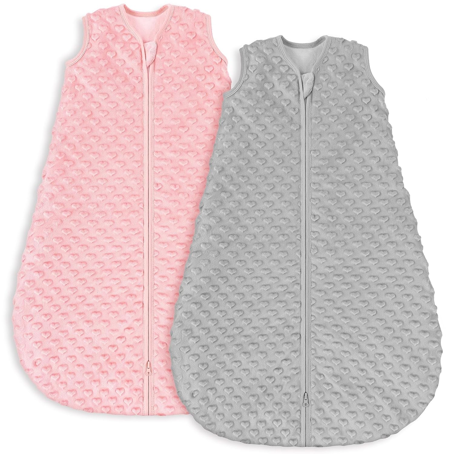 Fleece Sleep Sack with Plush Dots in TOG 1.5, Pink Gray