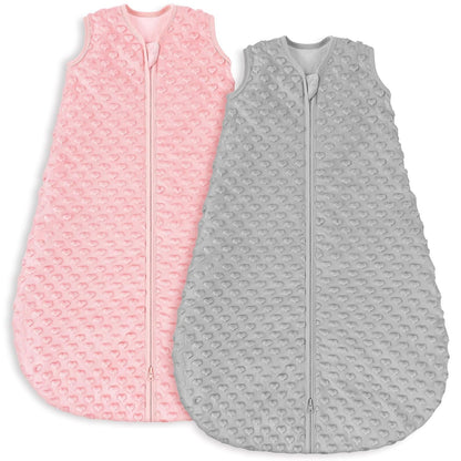Fleece Sleep Sack with Plush Dots in TOG 1.5, Pink Gray, 12-18 Months