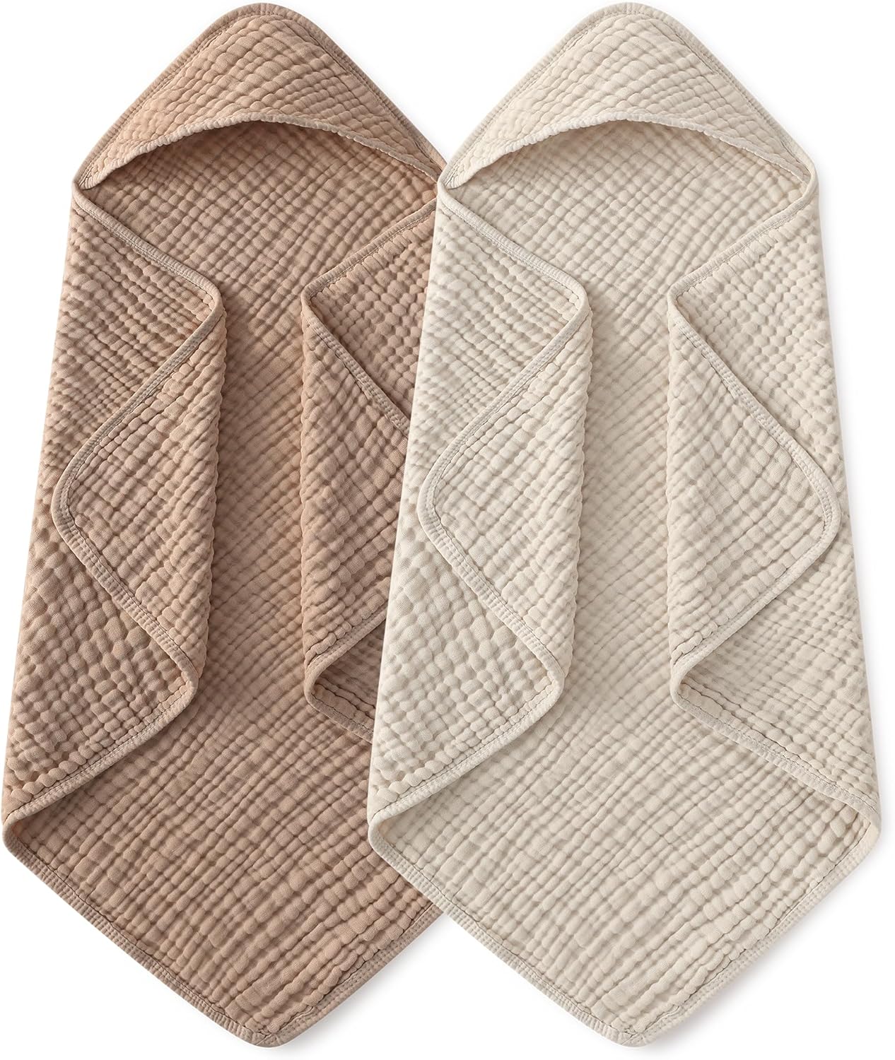 Large Hooded Baby Towels, Beige And Coffee
