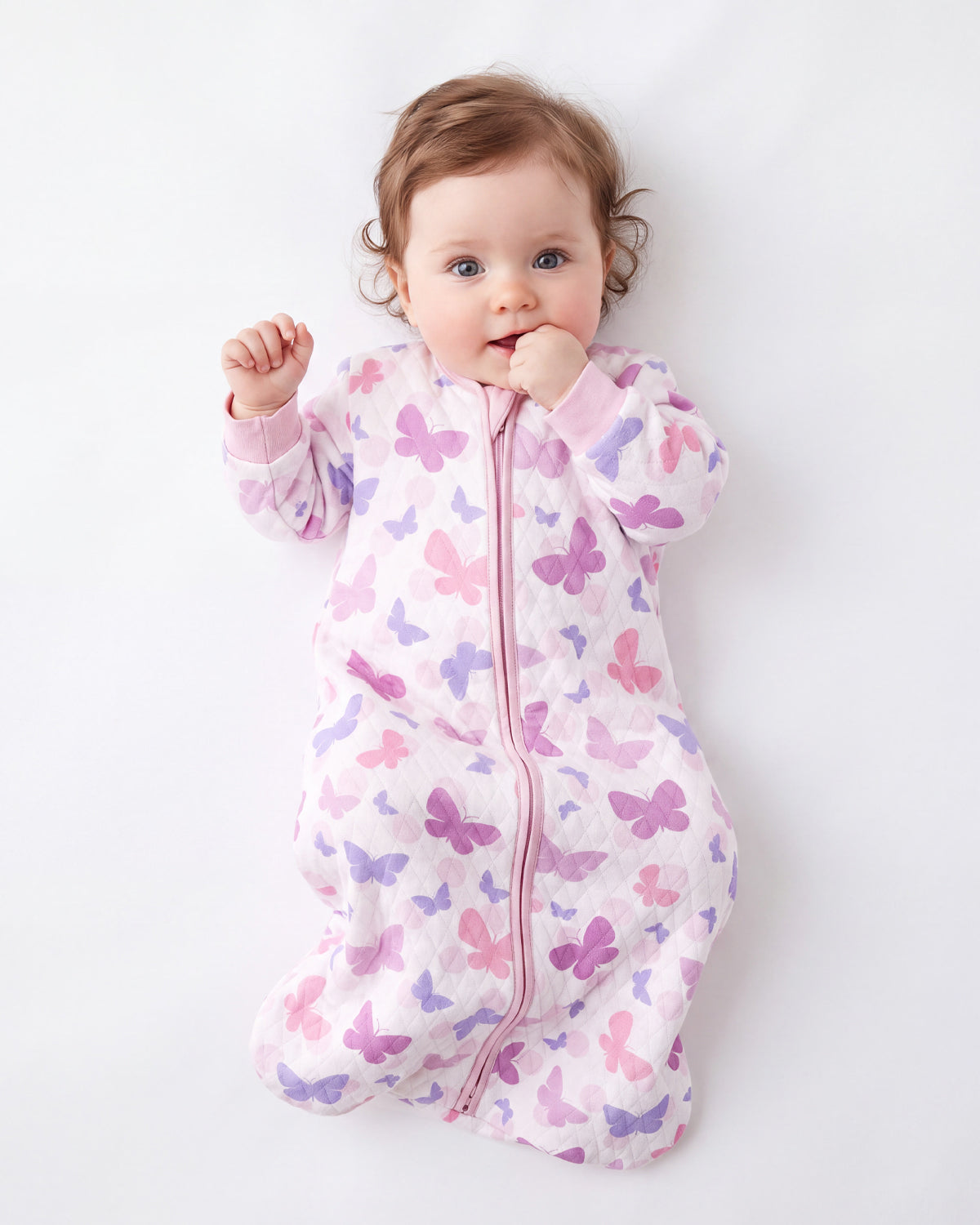 Air-Layer Baby Sleep Sack, 1.0 TOG, Long Sleeve, 1 Pack-Purple Butterflies
