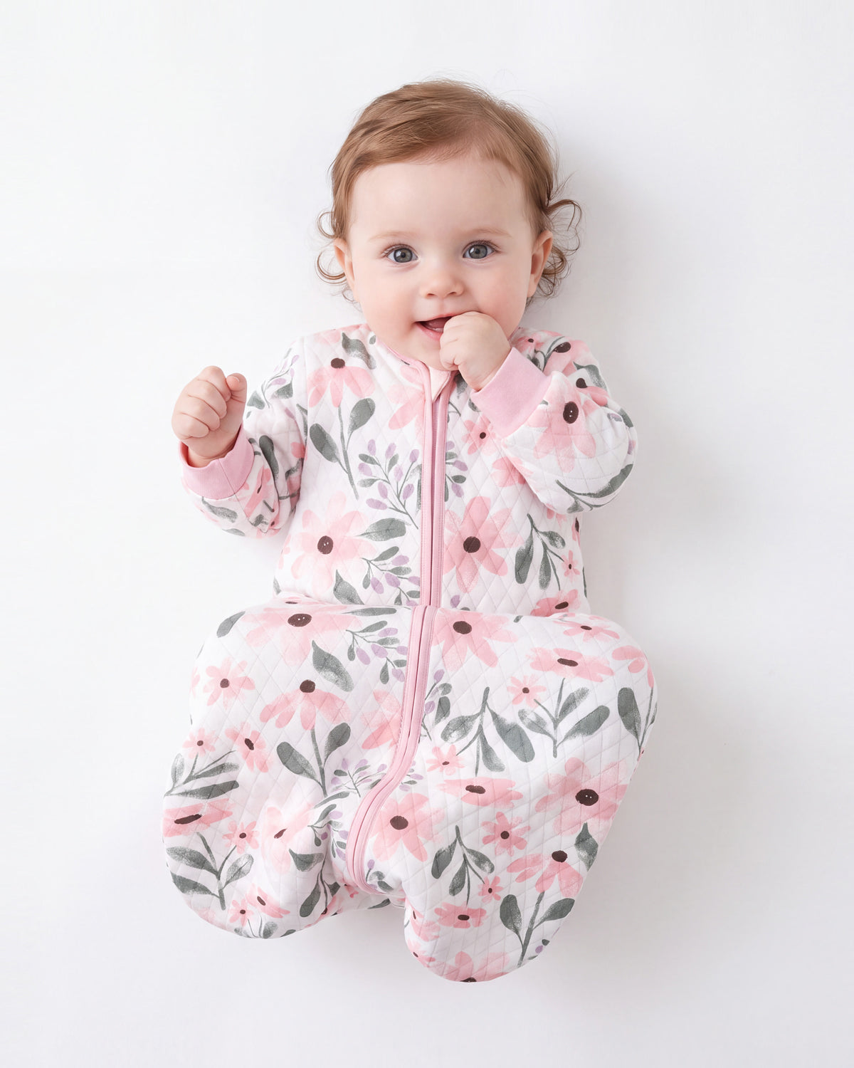 Air-Layer Baby Sleep Sack, 1.0 TOG, Long Sleeve, 1 Pack-Pink Flowers