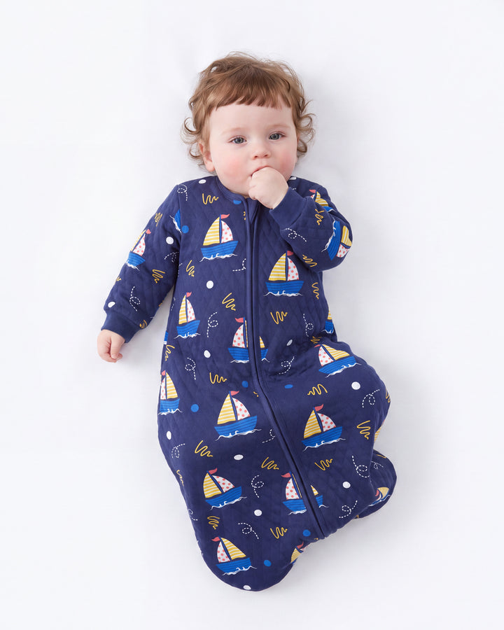 Air-Layer Baby Sleep Sack, 1.0 TOG, Long Sleeve, 1 Pack-Dark Blue Sailor