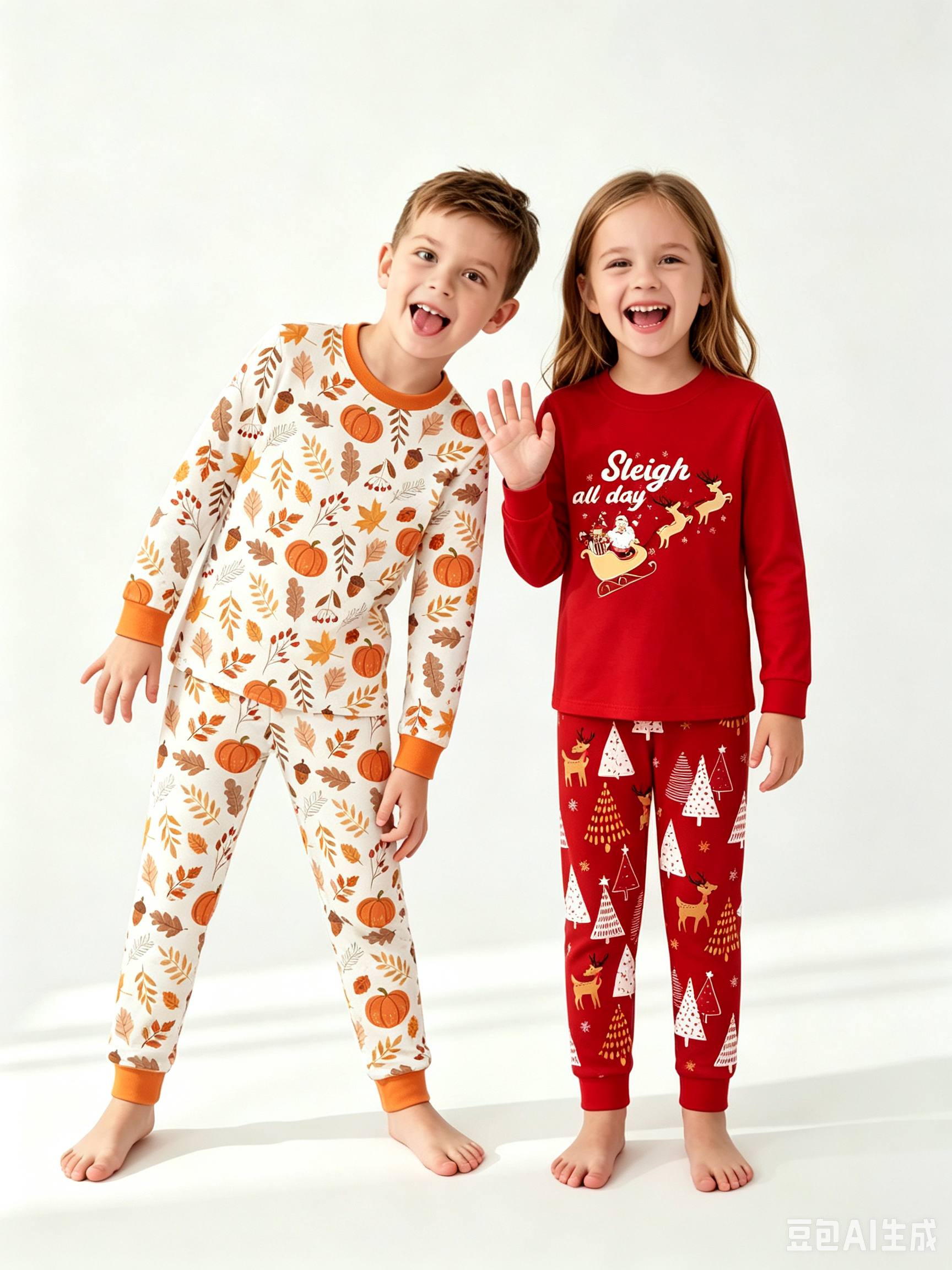Toddler Pajamas 100% Organic Cotton 4 Piece Long Sleeve Fall Pajama Set