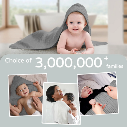Large Hooded Baby Towels, Beige And Gray