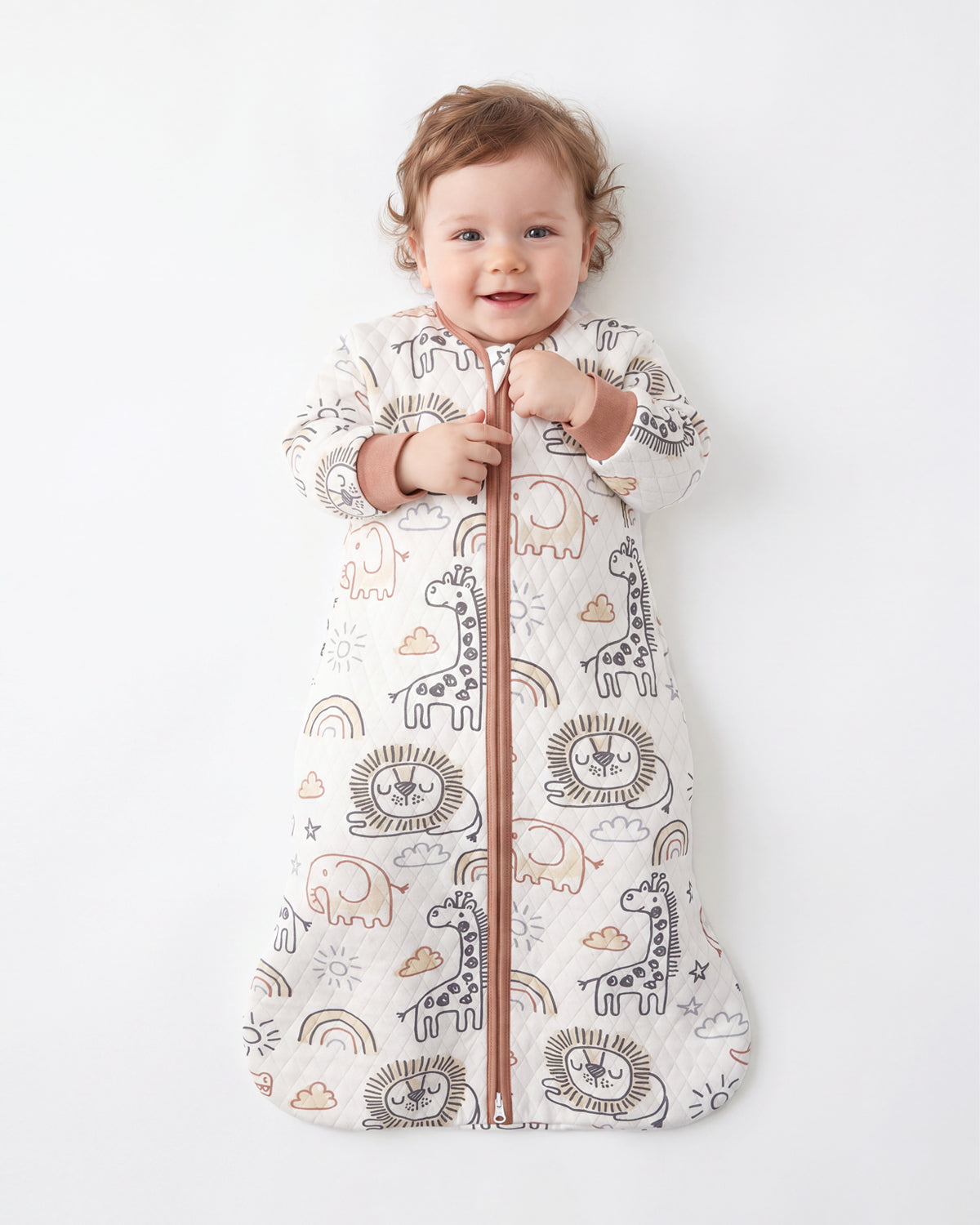 Air-Layer Baby Sleep Sack, 1.0 TOG, Long Sleeve, 1 Pack-Brown Giraffe