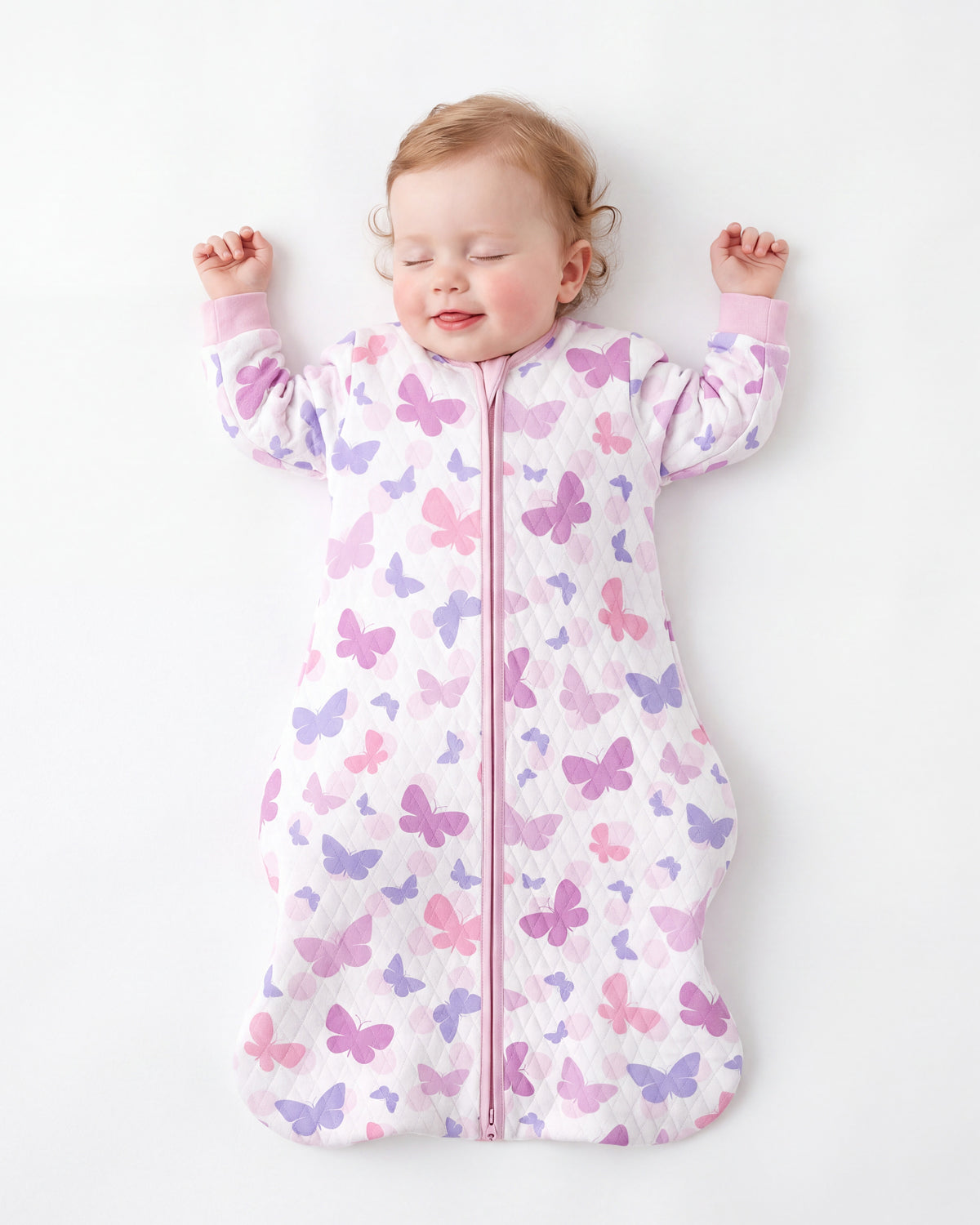 Air-Layer Baby Sleep Sack, 1.0 TOG, Long Sleeve, 1 Pack-Purple Butterflies