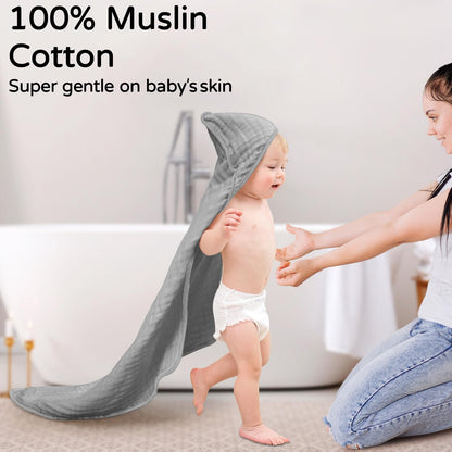Large Hooded Baby Towels Gray
