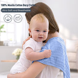 Yoofoss Muslin Burp Cloths for Baby 10 Pack 100% Cotton Large 20''X10'' Super Soft and Absorbent Blue