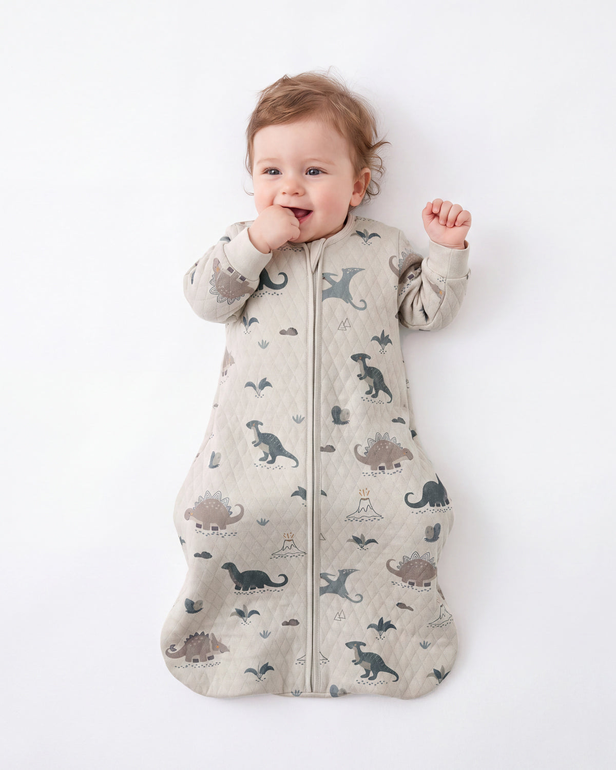 Air-Layer Baby Sleep Sack, 1.0 TOG, Long Sleeve, 1 Pack-Khaki Dinosaur