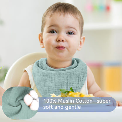 Yoofoss Muslin Baby Bibs 10 Pack 100% Cotton Bandana Bibs for Unisex Baby Boys Girls Bibs for Drooling, Teething