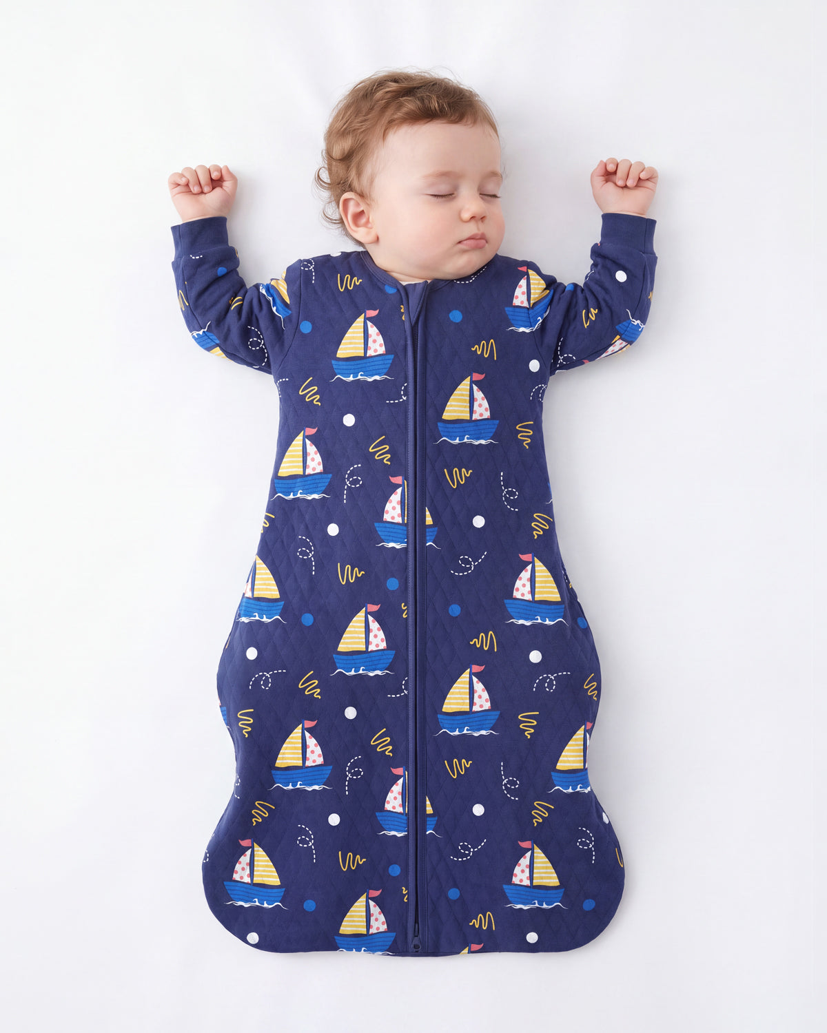 Air-Layer Baby Sleep Sack, 1.0 TOG, Long Sleeve, 1 Pack-Dark Blue Sailor