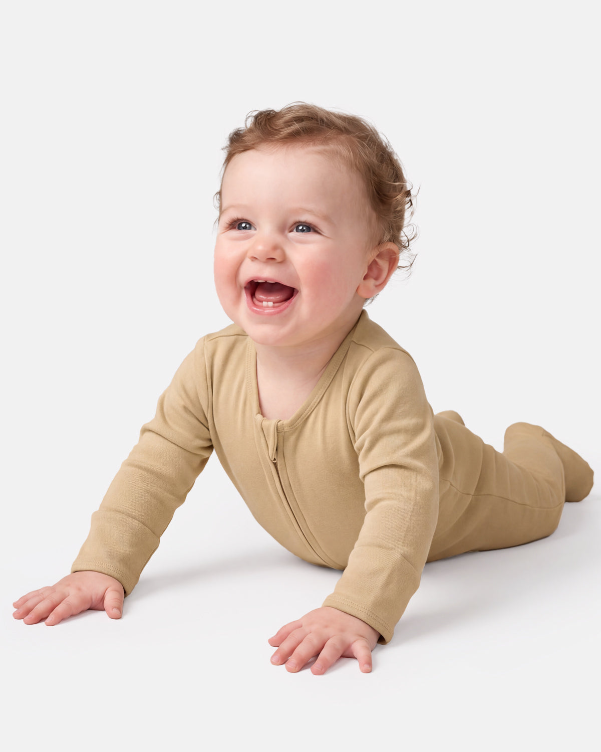 Bamboo Footed Baby Pajamas, Long Sleeve, 3 Pack-Gradient Brown