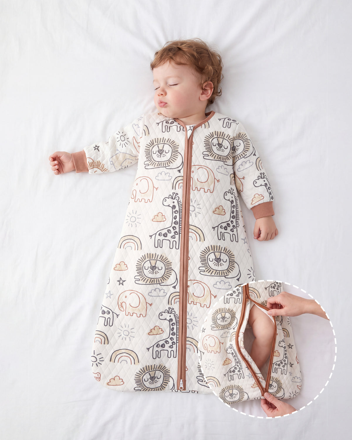 Air-Layer Baby Sleep Sack, 1.0 TOG, Long Sleeve, 1 Pack-Brown Giraffe