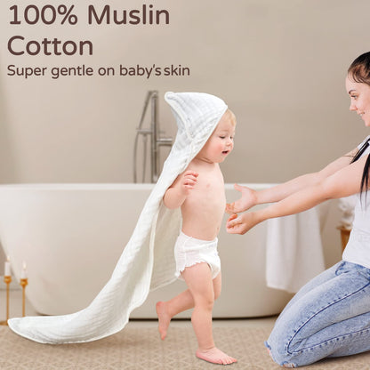 Large Hooded Baby Towels White
