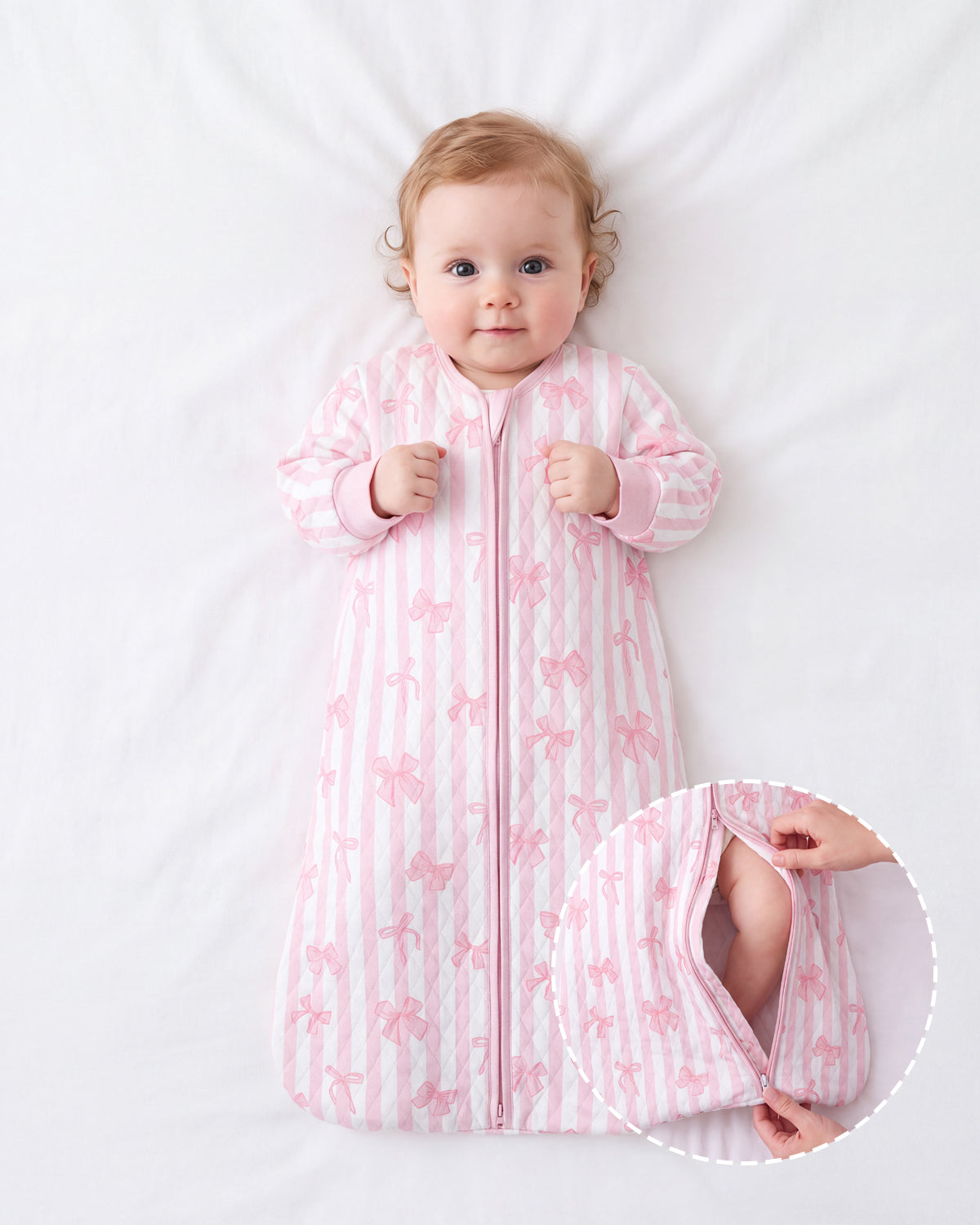 Air-Layer Baby Sleep Sack, 1.0 TOG, Long Sleeve, 1 Pack-Pink Bow