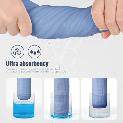 Yoofoss Muslin Burp Cloths for Baby 10 Pack 100% Cotton Large 20''X10'' Super Soft and Absorbent Blue