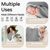 Yoofoss Hooded Baby Towels for Newborn 100% Muslin Cotton Baby Bath Towel with Hood for Babies, Infant, Toddler and Kids, Large 32x32Inch, Soft and Absorbent Newborn Essential,Grey