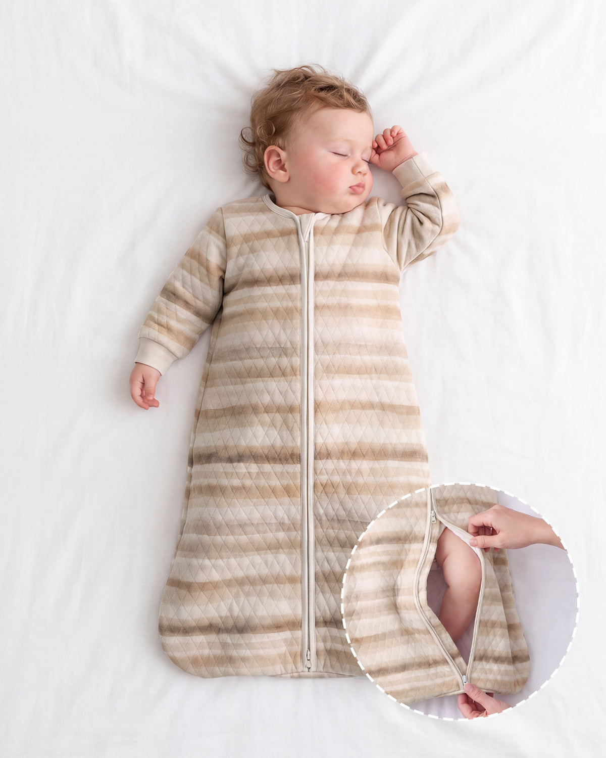 Air-Layer Baby Sleep Sack, 1.0 TOG, Long Sleeve, 1 Pack-Brown Stripes