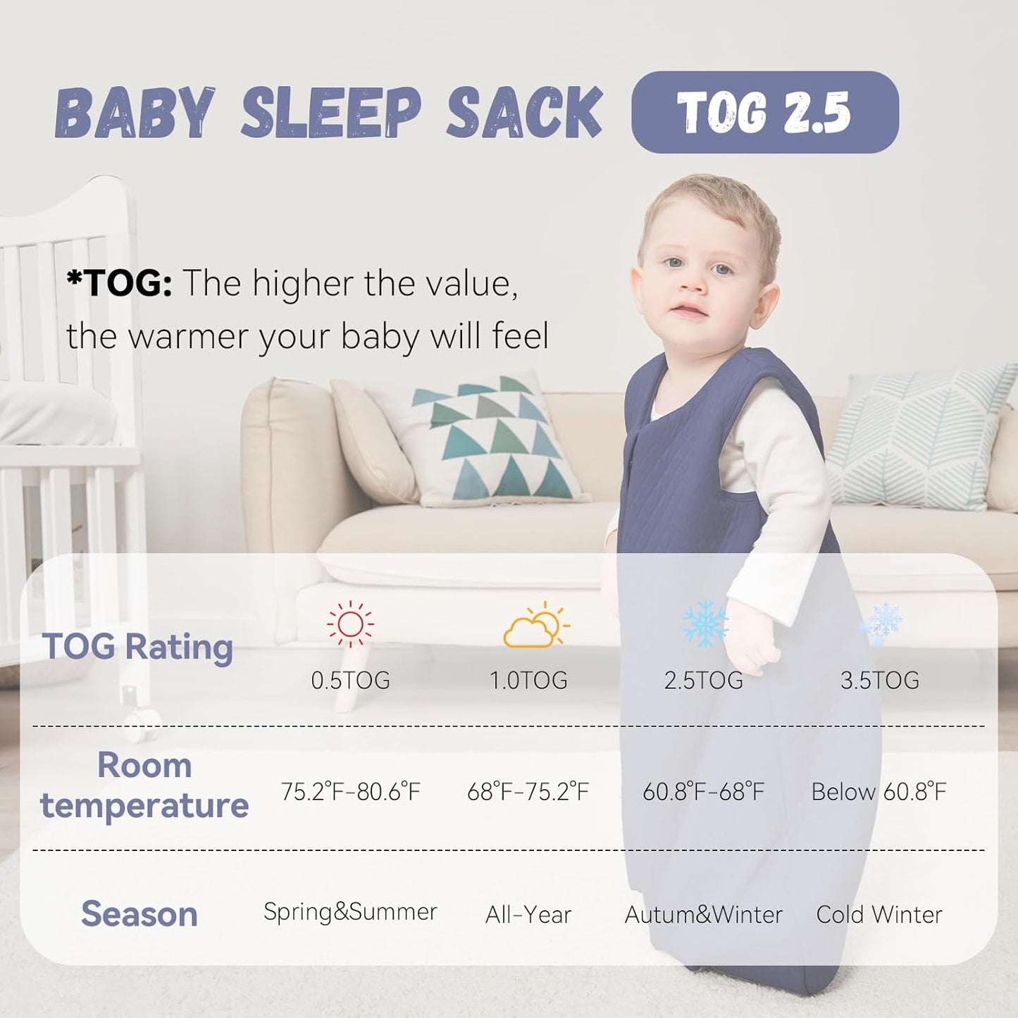 Sleep Sack Navy in TOG 2.5, 12-18 Months
