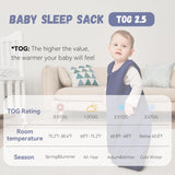 Yoofoss Baby Sleep Sack 0-6 Months TOG 2.5 Winter Baby Wearable Blanket, 100% Cotton Infant Sleeping Sack 2-Way Zipper Warm Quilted Sleepsack, Navy