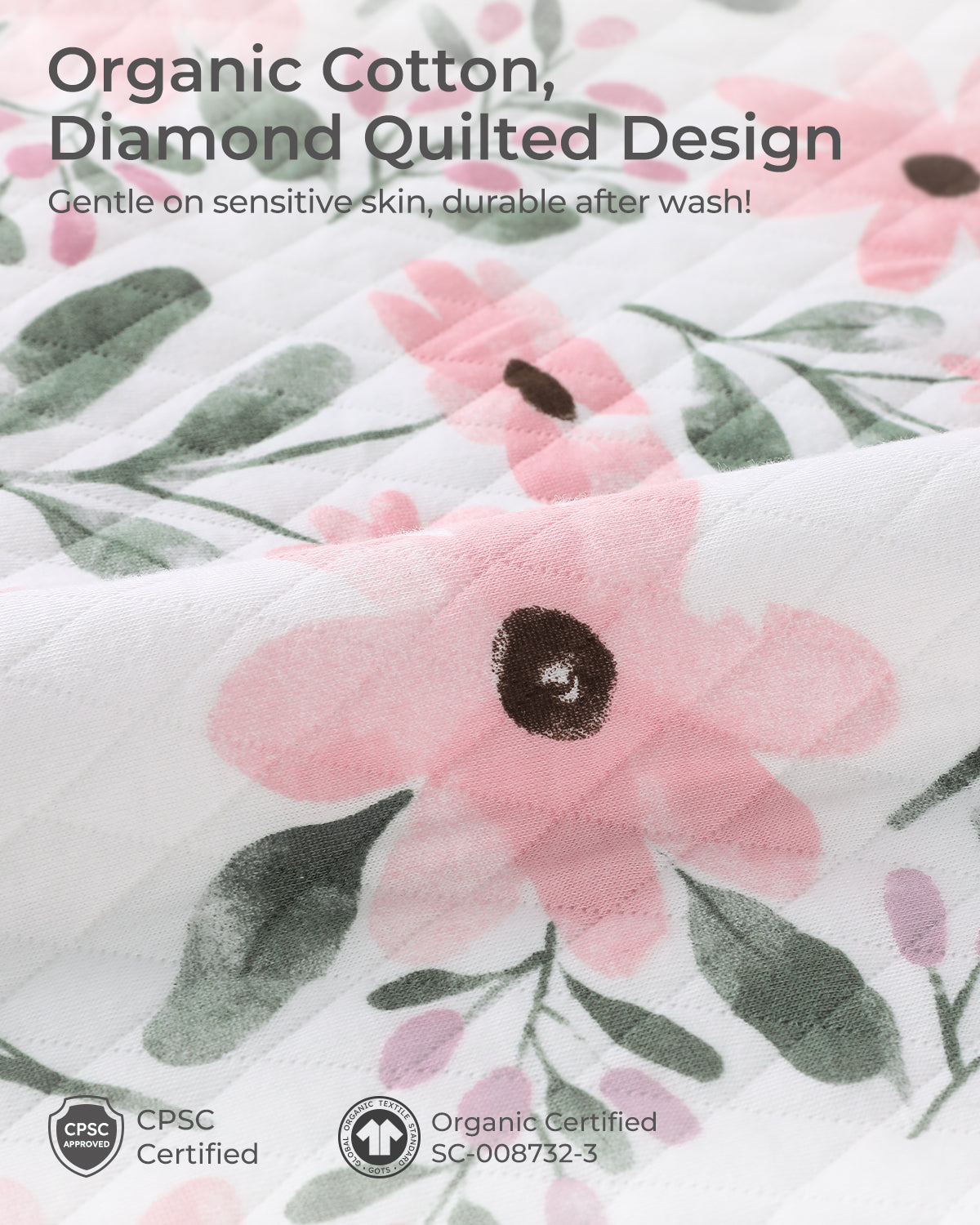 Air-Layer Baby Sleep Sack, 1.0 TOG, Long Sleeve, 1 Pack-Pink Flowers