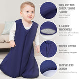Yoofoss Baby Sleep Sack 0-6 Months TOG 2.5 Winter Baby Wearable Blanket, 100% Cotton Infant Sleeping Sack 2-Way Zipper Warm Quilted Sleepsack, Navy