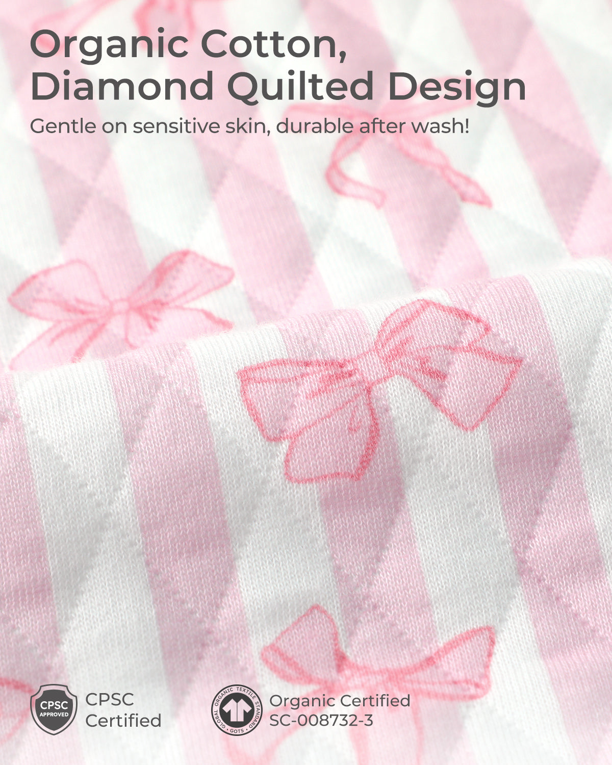Air-Layer Baby Sleep Sack, 1.0 TOG, Long Sleeve, 1 Pack-Pink Bow