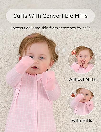 Baby Pajamas Pink, 3 Pack, 3-6 Months