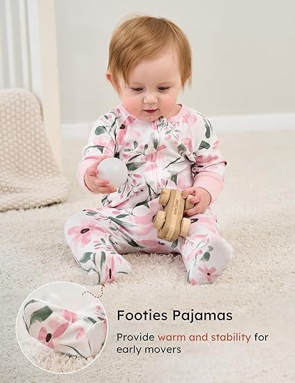 Baby Pajamas Pink, 3 Pack, 3-6 Months