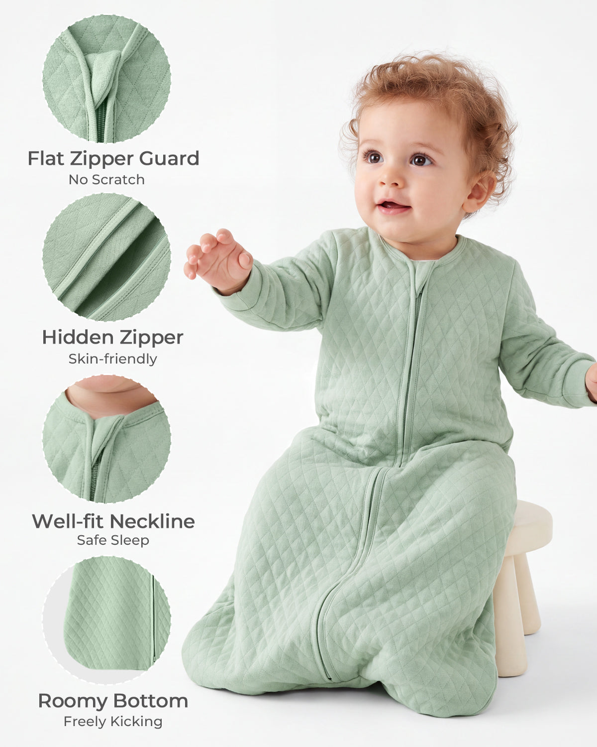 Air-Layer Baby Sleep Sack,1.0 TOG,Long Sleeve