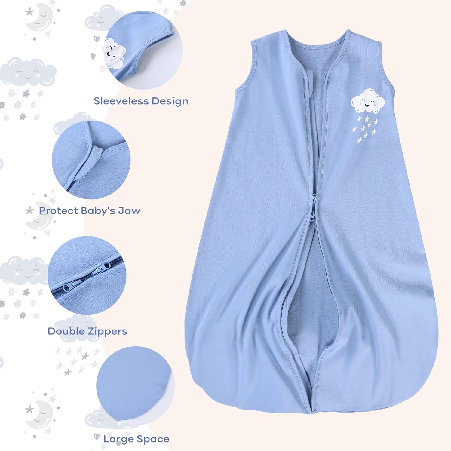 Sleep Sack Blue Cloud, 3 Pack