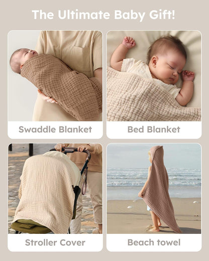 Large Hooded Baby Towels, Beige And Coffee