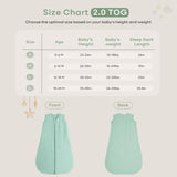 Yoofoss Baby Sleep Sack, Winter 2.0 TOG with 2-Way Zipper, 100% Cotton Fabric (2.0 Tog-green)