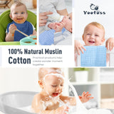Yoofoss Muslin Burp Cloths for Baby 10 Pack 100% Cotton Large 20''X10'' Super Soft and Absorbent Blue