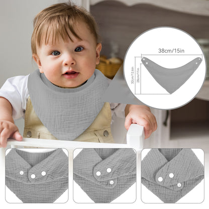 Yoofoss Muslin Baby Bibs for Boy Girl 100% Cotton Bandana Bibs 10 Pack for Unisex Newborn Toddler, Soft Absorbent Bib for Drooling Teething