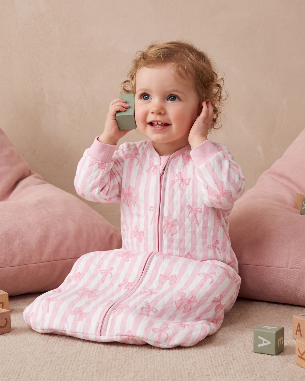 Air-Layer Baby Sleep Sack, 1.0 TOG, Long Sleeve, 1 Pack-Pink Bow