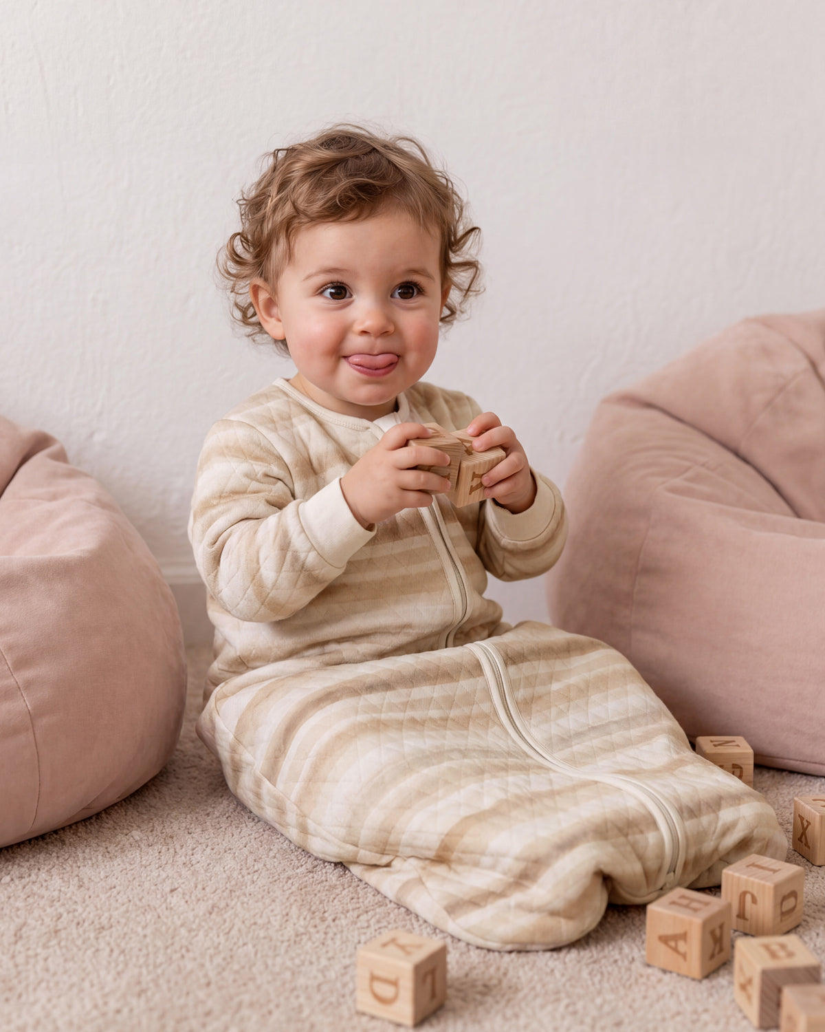 Air-Layer Baby Sleep Sack, 1.0 TOG, Long Sleeve, 1 Pack-Brown Stripes