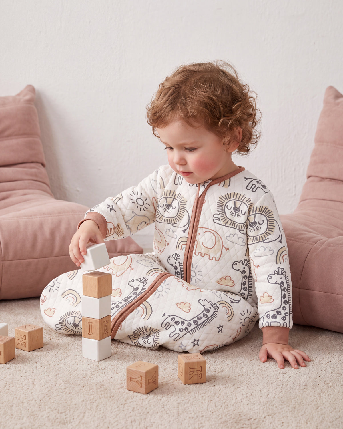 Air-Layer Baby Sleep Sack, 1.0 TOG, Long Sleeve, 1 Pack-Brown Giraffe