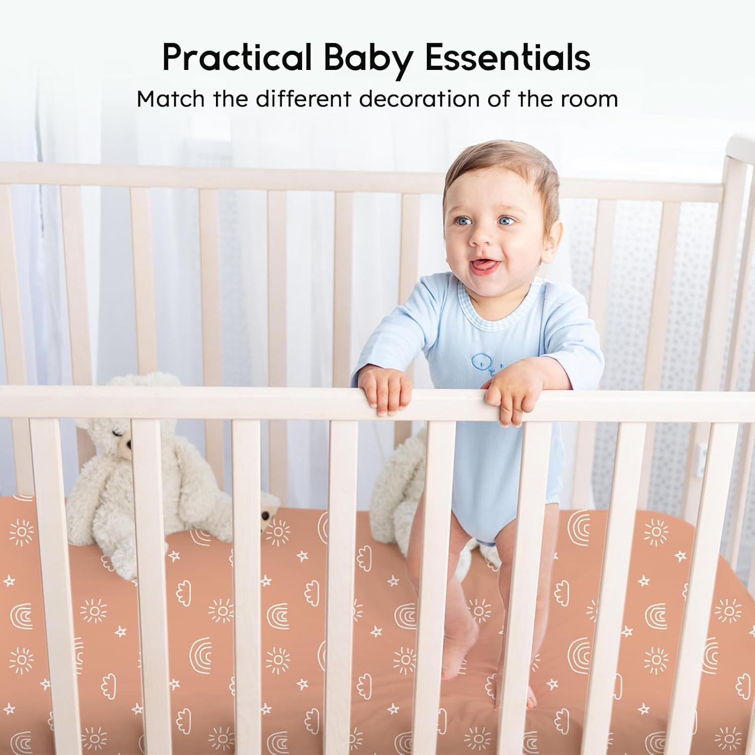 Crib Sheets Rainbow & Animal, 2 Pack
