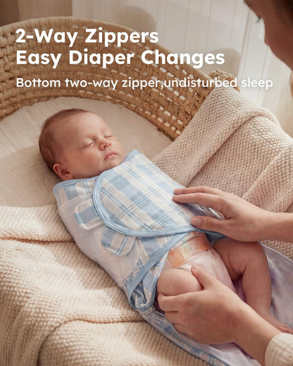 Yoofoss Baby Swaddles for Newborns 100% Organic Cotton. Adjustable Swaddle 0-3 Months 2 Zippers Newborn Swaddle Sack. Breathable Soft Durable