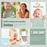 Yoofoss Muslin Burp Cloths for Baby 10 Pack 100% Cotton, Large 20''X10'', Gradient Green