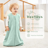 Yoofoss Baby Sleep Sack, Winter 2.0 TOG with 2-Way Zipper, 100% Cotton Fabric (2.0 Tog-green)