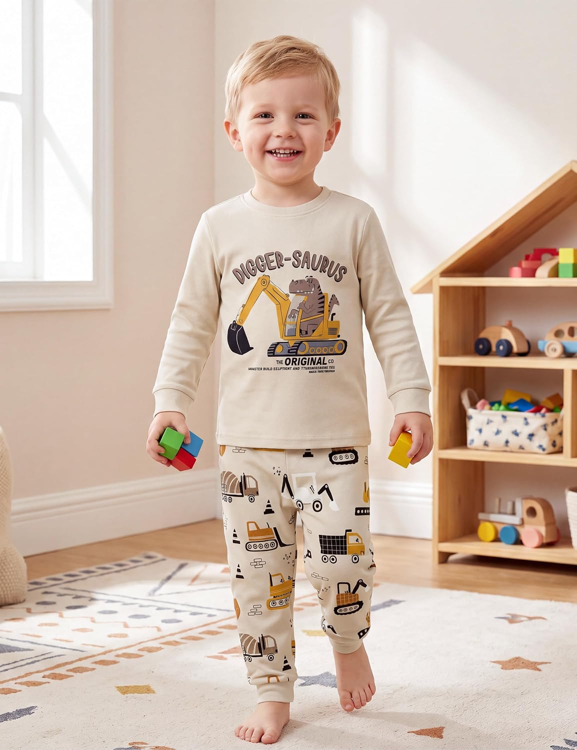 Toddler Pajamas 100% Organic Cotton 4 Piece Long Sleeve Fall Pajama Set