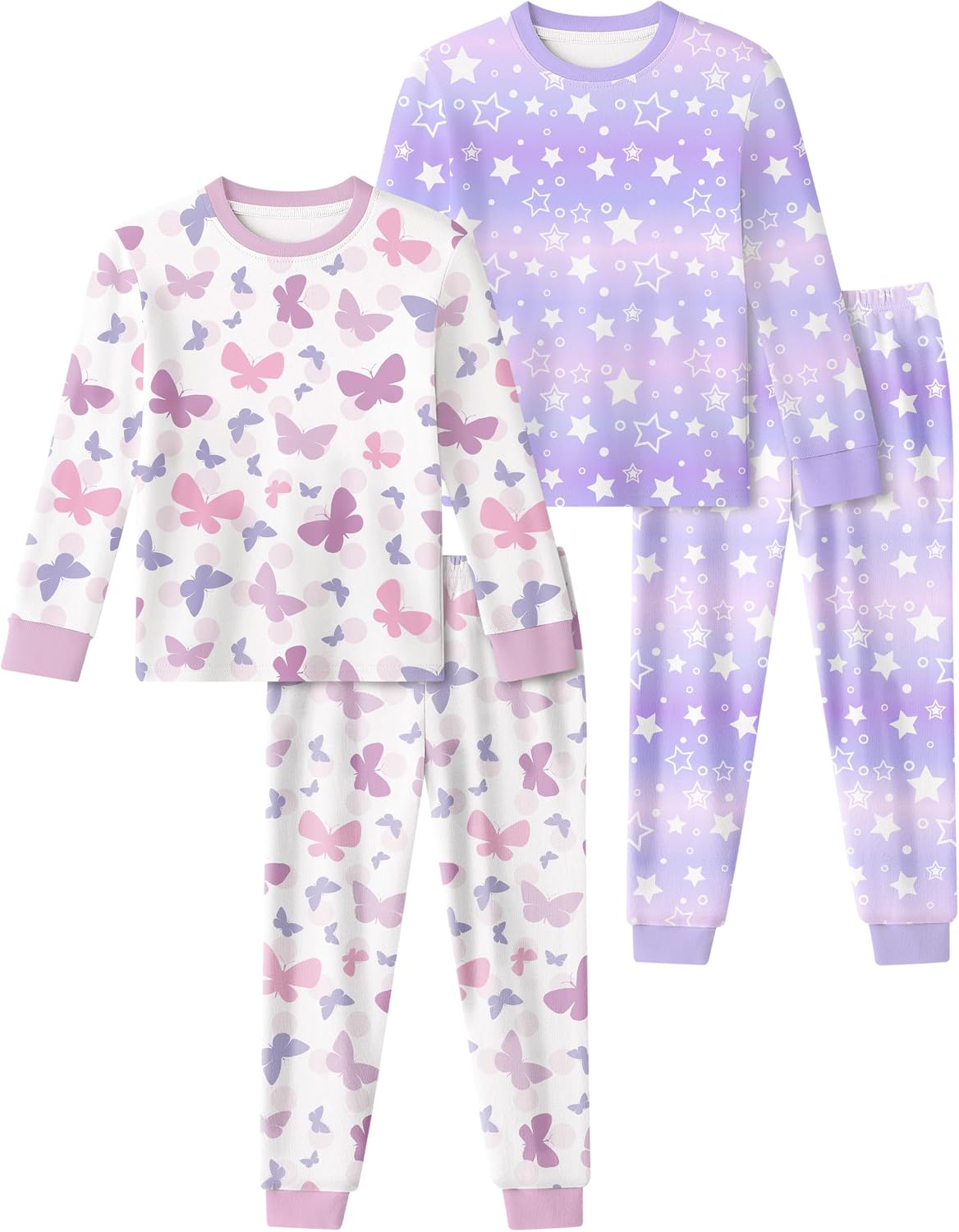 Toddler Pajamas 100% Organic Cotton 4 Piece Long Sleeve Fall Pajama Set