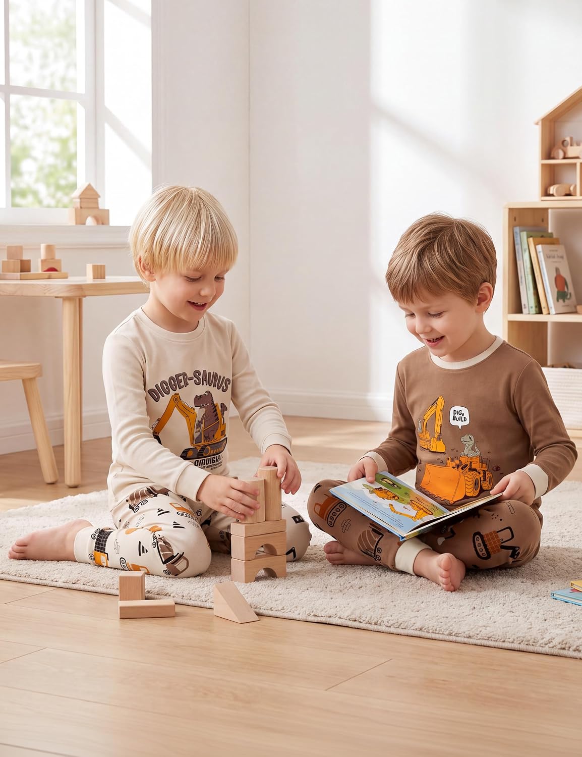 Toddler Pajamas 100% Organic Cotton 4 Piece Long Sleeve Fall Pajama Set