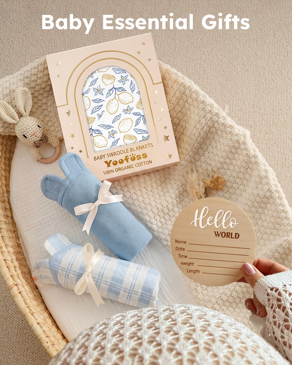Cotton Baby Swaddle Wraps, 3-Pack