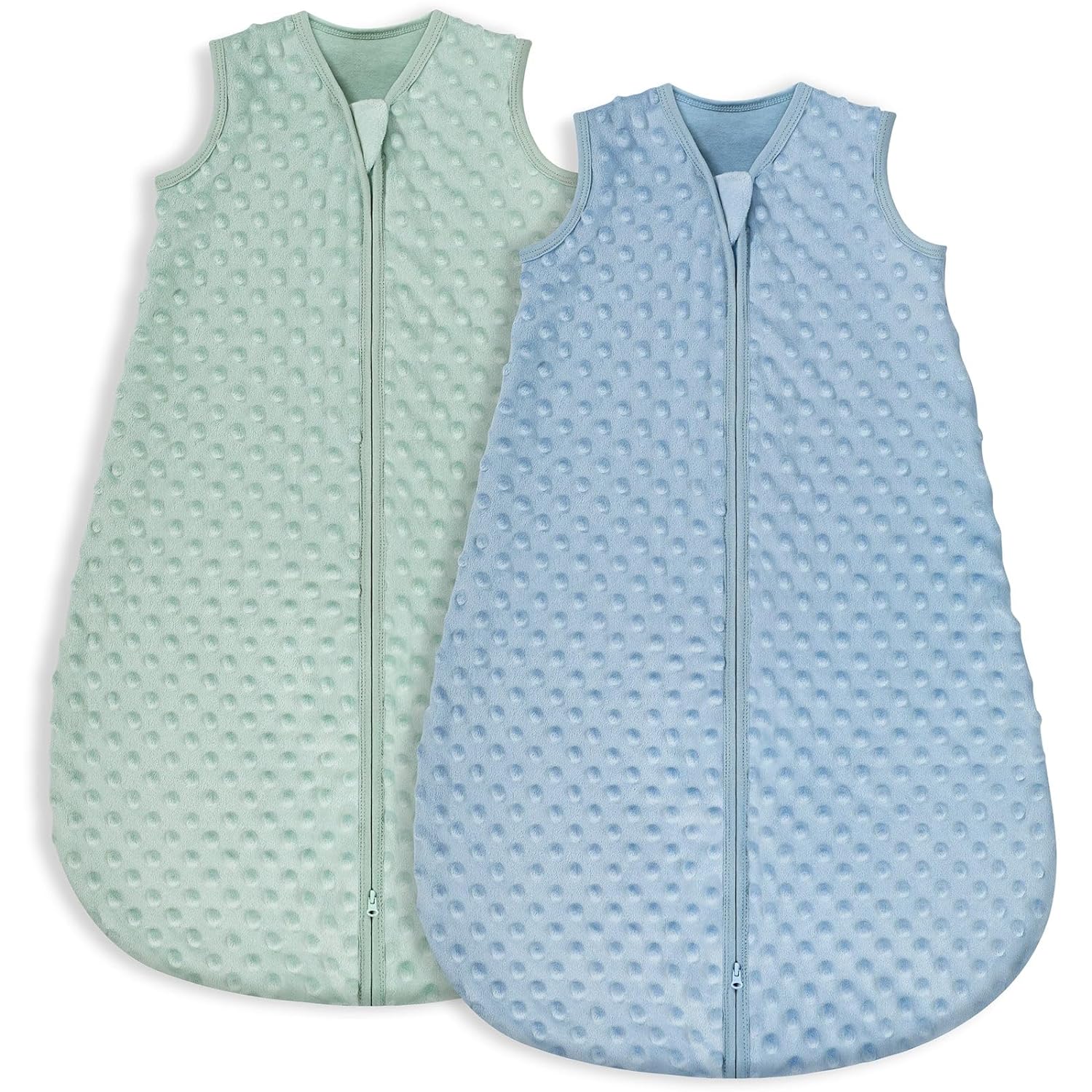 Yoofoss Baby Sleep Sack with Plush Dots, 2 Pack, TOG 1.5 Baby Wearable Blanket with 2-Way Zipper