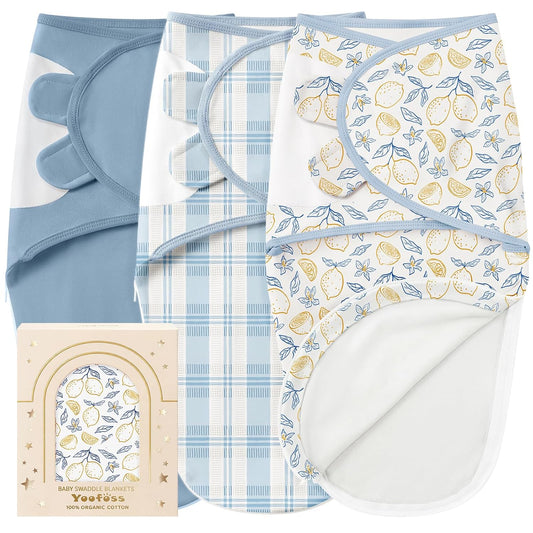 Yoofoss Organic Cotton Baby Swaddle Wrap (3-Pack) 0-3 Months