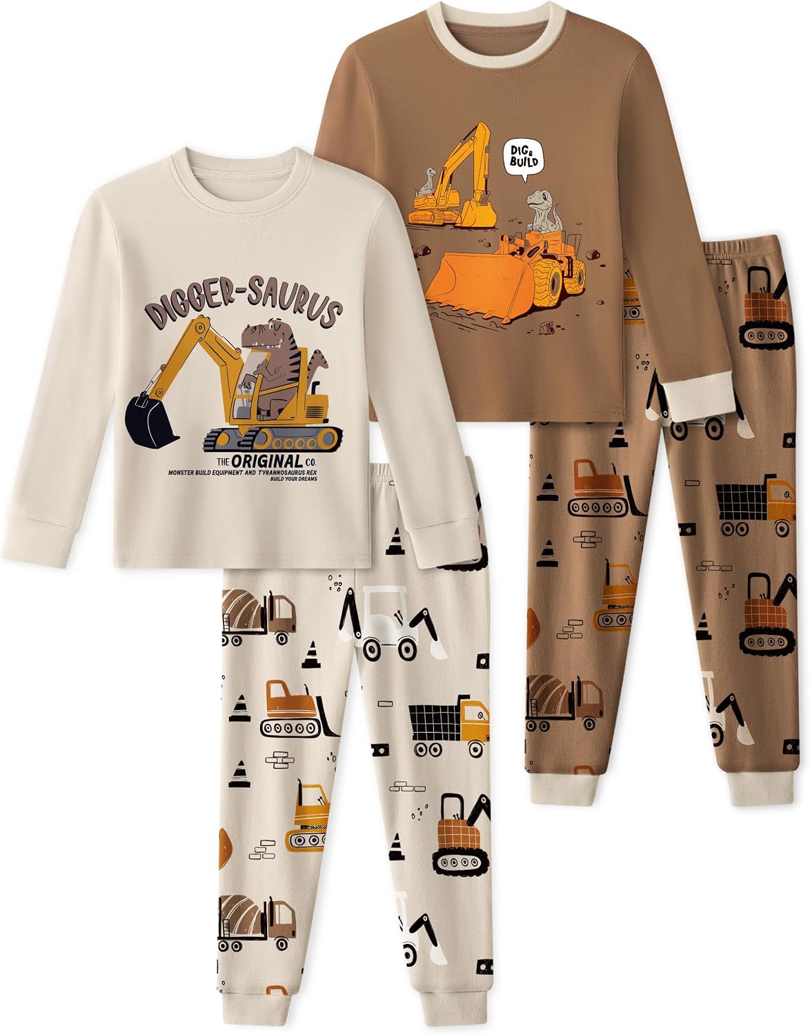Toddler Pajamas 100% Organic Cotton 4 Piece Long Sleeve Fall Pajama Set